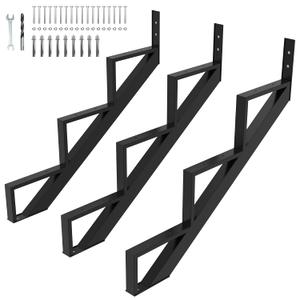 3 Pack Steel Stair Step Riser, 3-Step Metal Stair Stringer Heavy Duty, Steel Stair Stringer for 28" Height Deck and Outdoor Steps