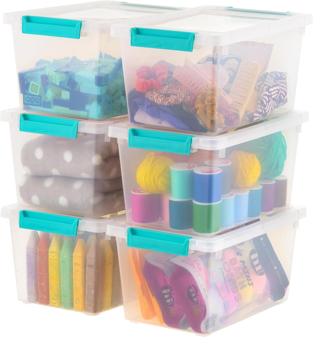IRIS USA 4 Qt. Plastic Storage Bins Containers with Lids, 6 Pack, Small Sensory Bin, Craft Storage, Craft Organizers & Storage, Organizing Container for Home, Office & Art Supplies, Stackable, Clear