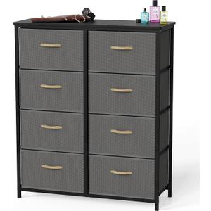 SIMPLE HOUSEWARE 8 Drawer Wide Dresser Tall Storage Tower, Dark Grey