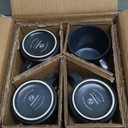 famiware Coffee Mug Set for 4, Star 12 oz Catering Mugs Cup Set with Handle for Coffee, Tea, Cocoa, Milk - Ceramic Stoneware Drinkware Set, Matte Dark Charcoal