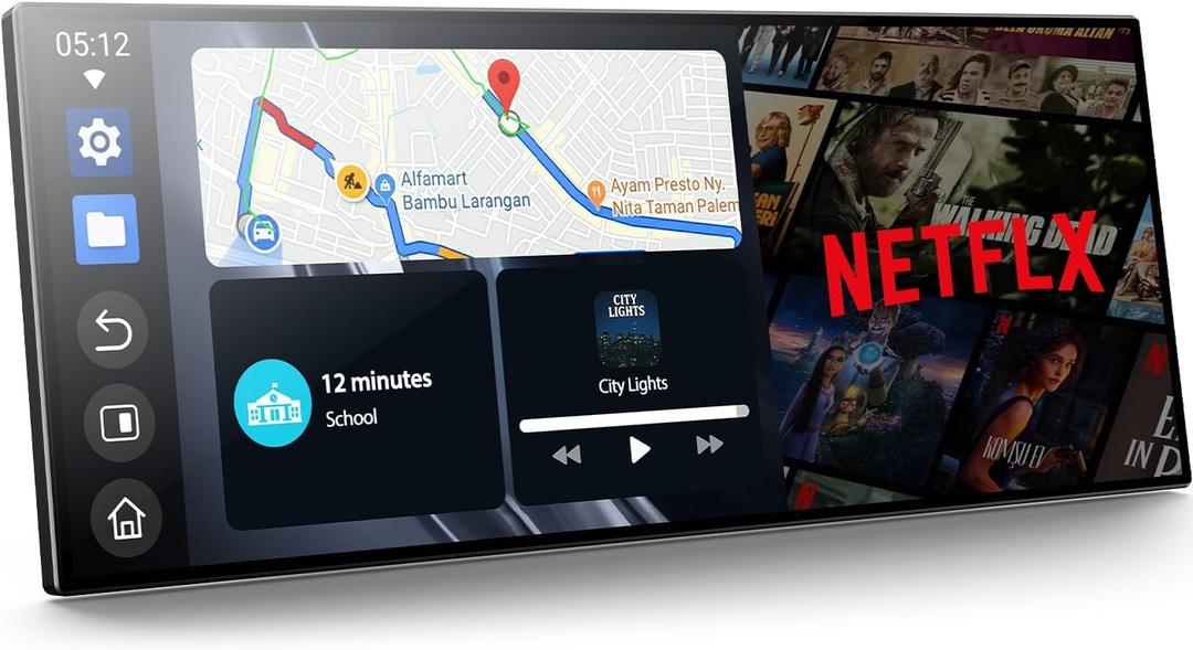 Volam 11'' Wireless Carplay Screen for Car Built-in Net-Flix YouTube Apps, Portable Touchscreen Car Stereo with Android Auto, Backup Camera, OTA Updates, Bluetooth, Voice Control, GPS Navigation,FM