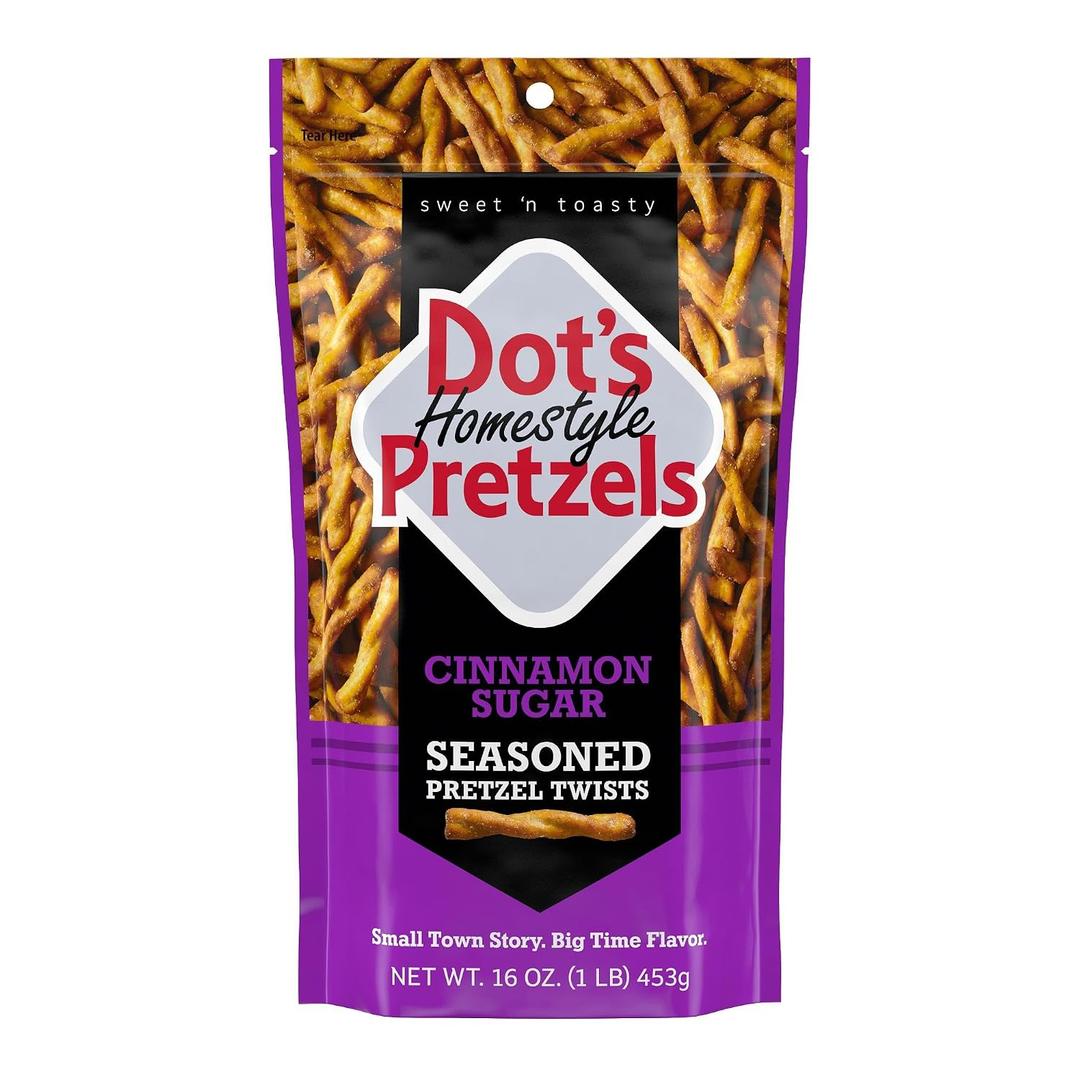 Dot's Pretzels Cinnamon Sugar Seasoned Pretzel Twist Snack, 16oz Grocery Sized Bag (EXP 04/25/26)