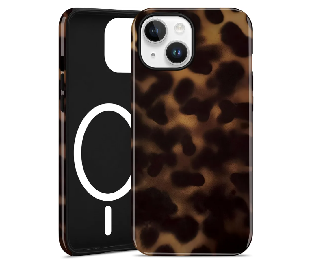 Jusy Compatible with MagSafe Brown Tortoise Shell Print Phone Case for iPhone 13/14, Amber Trendy Luxury Magnetic Soft TPU and Hard PC Protective Phone Cover for Women Girls - Tortoise Shell