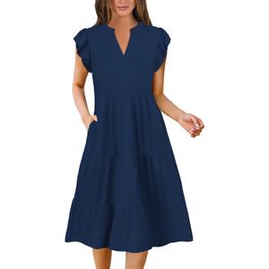 MixShe Summer Dresses for Women 2025 Elegant Classy Casual Fashion Dress  XX-Large  (Navy Blue)