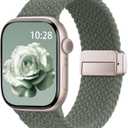 Braided Stretchy Band Compatible with Apple Watch Bands 44mm/45mm/46mm/49mm/(42mm-series 3 2 1) Women Men, Soft Nylon Solo Loop Magnetic Sport Strap for iWatch Series 11 10 9 8 7 6 5 4 3 2 1 SE Ultra
