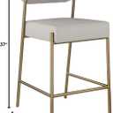 Meridian Furniture 587Taupe-C Carly Collection Modern | Contemporary Faux Leather/Boucle Fabric Upholstered Counter Stool, 19" W x 22.5" D x 37" H, Taupe