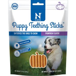 2 x N-Bone Puppy Teething Sticks Pumpkin Flavor, 3.74-oz Bag (EXP 12/05/27)