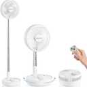 Belife X8 Portable Fan, Cordless 7200mAh Battery Operated Oscillating Fan, USB Rechargeable Desk Floor Fan with Remote, Foldable Telescopic Fan for Home Bedroom Sleeping Office Camping Travel (White)
