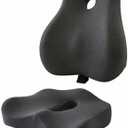 Ergonomic Memory Foam Seat Cushion & Lumbar Support Pillow Set, Chair Seat Cushion Waist Cushion with Breathable Design, for Sciatica, Back & Tailbone Pain Relief, for Office Chair & Car Seat