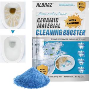ALBRAZ Foam Toilet Cleaner, Automatic Hands-Free Deep Cleaning, Ceramic Material Booster, Pearl Blue,Limescale and Mineral-Buildup, Deep Cleaning-1PCS (white)
