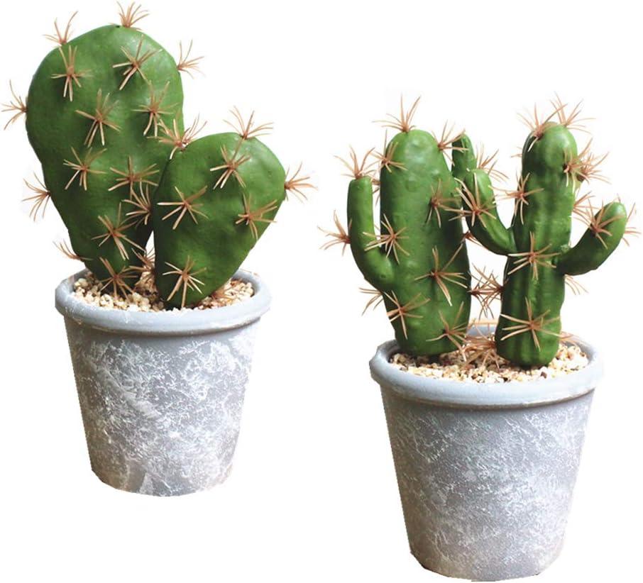 Fcooler Artificial Succulent Plants Faux Cactus Decorative Potted Fake Cacti with Pots Rock Sand Included Artificial Plants for Bathroom/Home Decor House Decorations(A Set)