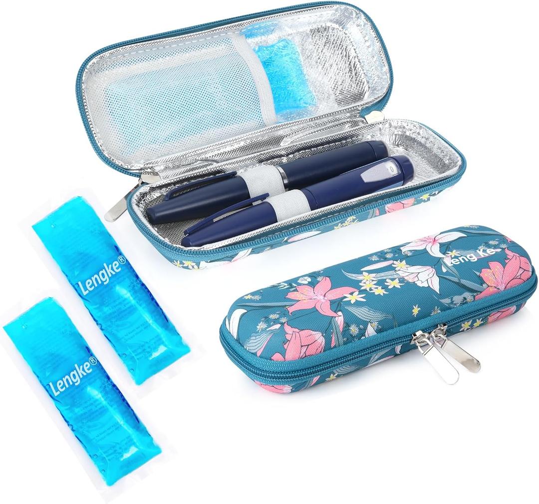 YOUSHARES Portable Insulin Cooler Travel Case - TSA Approved Diabetic Medication Cooling Bag, EVA Insulated Organizer for Epi Pens, Refrigerated Diabetes Supplies Carrying Storage Kit with 2 Ice Pack
