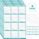 6pcs 24" x 36" 2026 Wall Calendar, Folded Wet & Dry Erase Wall Calendar 12 Month, Annual Yearly Planner Yearly Laminated Calendar 2026 Horizontal/Vertical, with Julian Dates