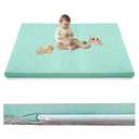 Inaya Baby Play Mat Vegan Leather 50x50, Waterproof - Wipeable, Soft and Thick Foam Cushioned Floor Mat for Babies and Toddlers, Ideal for Crawling, Tummy Time, Playpen & Diaper Change, Stylish Green