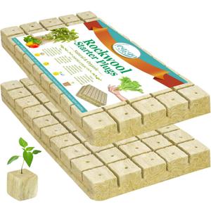 Legigo 1 Inch Rockwool Cubes Seed Starter Plugs for Hydroponics, RockWool Planting Grow Cubes for Hydroponic Tower Garden Soilless Cultivation Plants Germination Cutting Clone (2 Sheet, 100 Plugs)