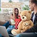 MorisMos Decorations Teddy Bear with Baby for Baby Shower, 39 Inch Soft Bear Stuffed Animal, Gift for Birthday Kids Girls Boys, Party Favor, Tan