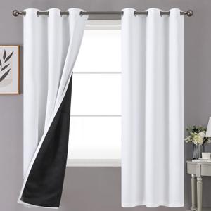 YoungsTex 100% Blackout Curtains 72 Inches Length for Bedroom, Double Layer Grommet Full Light Blocking Thermal Insulated Window Drapes for Living Room, Pure White, 2 Panels, 42 X 72 Inch
