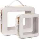 Clear Makeup Bag, Small Makeup Bag TSA Approved Toiletry Bag Cosmetic Travel Bag Cute Makeup Bag Organizer Makeup Case Pouch Car Essentials for Women Men (Mini + XL Luxe)