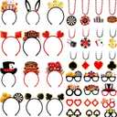 36 Pcs Casino Night Party Favors Casino Theme Felt Headband Eyeglasses Beaded Necklaces Dice Dollar Sign Poker Party Decorations Accessories for Las Vegas Game Night Decor Photo Prop Supplies