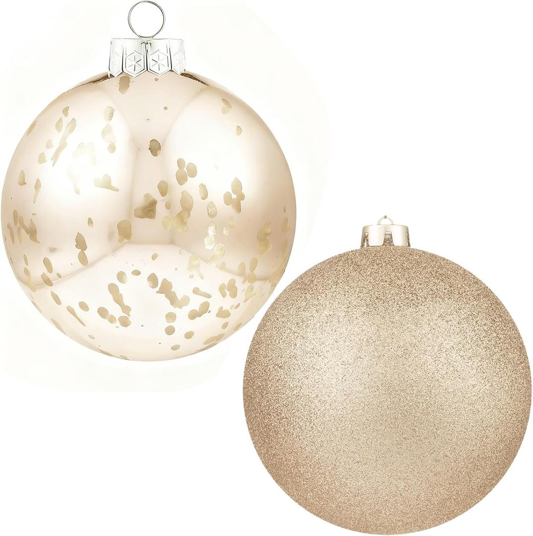 XmasExp 6in Large Christmas Ornaments Christmas Ball Ornaments Giant Tree Decoration Shatterproof Decorative Hanging Balls for Holiday Party Decor(Champagne,2pcs)