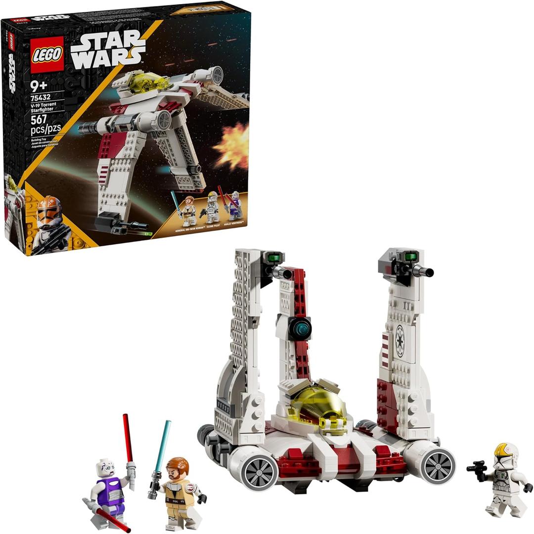 LEGO Star Wars: The Clone Wars V-19 Torrent Starfighter Building Toy - Pretend Play Set for Boys & Girls, Ages 9+ - Starship Model Kit W/ 3 Minifigures - Gift Idea for Birthdays - 75432