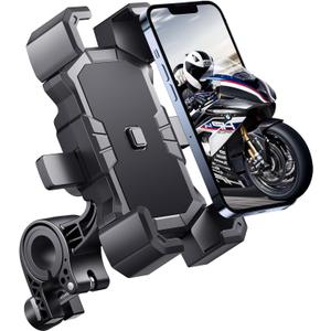 Delobon Bike Phone Holder Handlebar, Motorcycle Phone Mount, ATV Cell Phone Clamp, Scooter Phone Clip for iPhone 15 Pro Max, 14, 13, 12 Plus, Samsung S24 Ultra, S23 and More 4.7" to 7.0" inch Phone