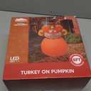 JOIEDOMI 6FT Thanksgiving Inflatables Turkey on Pumpkin Outdoor Decorations, Light Up Inflation Turkey Pumpkin with LED, Happy Thanksgiving Blow Ups for Outside Decorations Yard Garden Lawn Party