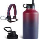 Oceania Flask 64oz Stainless Steel Water Bottles | Modern, Leakproof, Hydro BPA-Free, Insulated Water Bottle with 3 Lids, 3 Straws & 2 Straw Cleaning Brushes | Simple Camping & Hiking Water Bottle