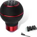 Gear Shift Knob, 5/6 Speed Leather Ball Shifter Knob with Adapters, Scratch-Resistant Gearstick Head, Universal for Most Manual Automatic Vehicles (Black)