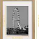 12x16 inch or 9x12 with Mat Poster Frame 2 Piece Set, Straight Wood Grain, Vertcial or Horizontal Display, Natural Oak, 12 x 16 in 2pk