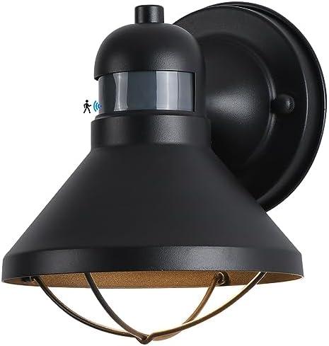 LONEDRUID Motion Sensor Outdoor LED Porch Wall Light Fixtures Dusk to Dawn Exterior Barn Lantern Black Farmhouse Sconce Lighting Wall Mount Lamp for Garage Patio Balcony Doorway