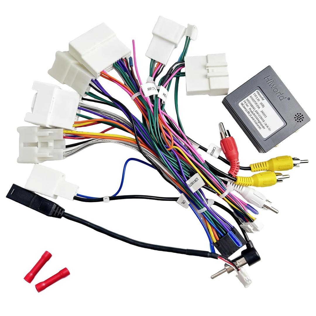 JBL Radio Harness Adapter for Toyota with SWC Reverse Cable, 16Pin Android Car Stereo Wiring Harness with Antenna Adapter for 4Runner Camry Corolla Prius RAV4 Tacoma