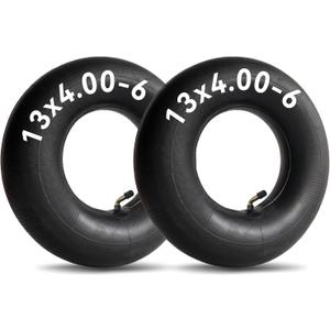 2-Pack 13x4.00-6 Inner Tube, Bent/Angled Valve Stem - Fits 13x4.00-6 4.10/3.50-6, for Garden Tractor, Riding Lawn Mower and Snow Blower