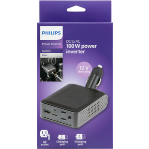 Philips Direct Plug Power Inverter 1 AC Outlet 1 USB-A 1 USB-C 100W