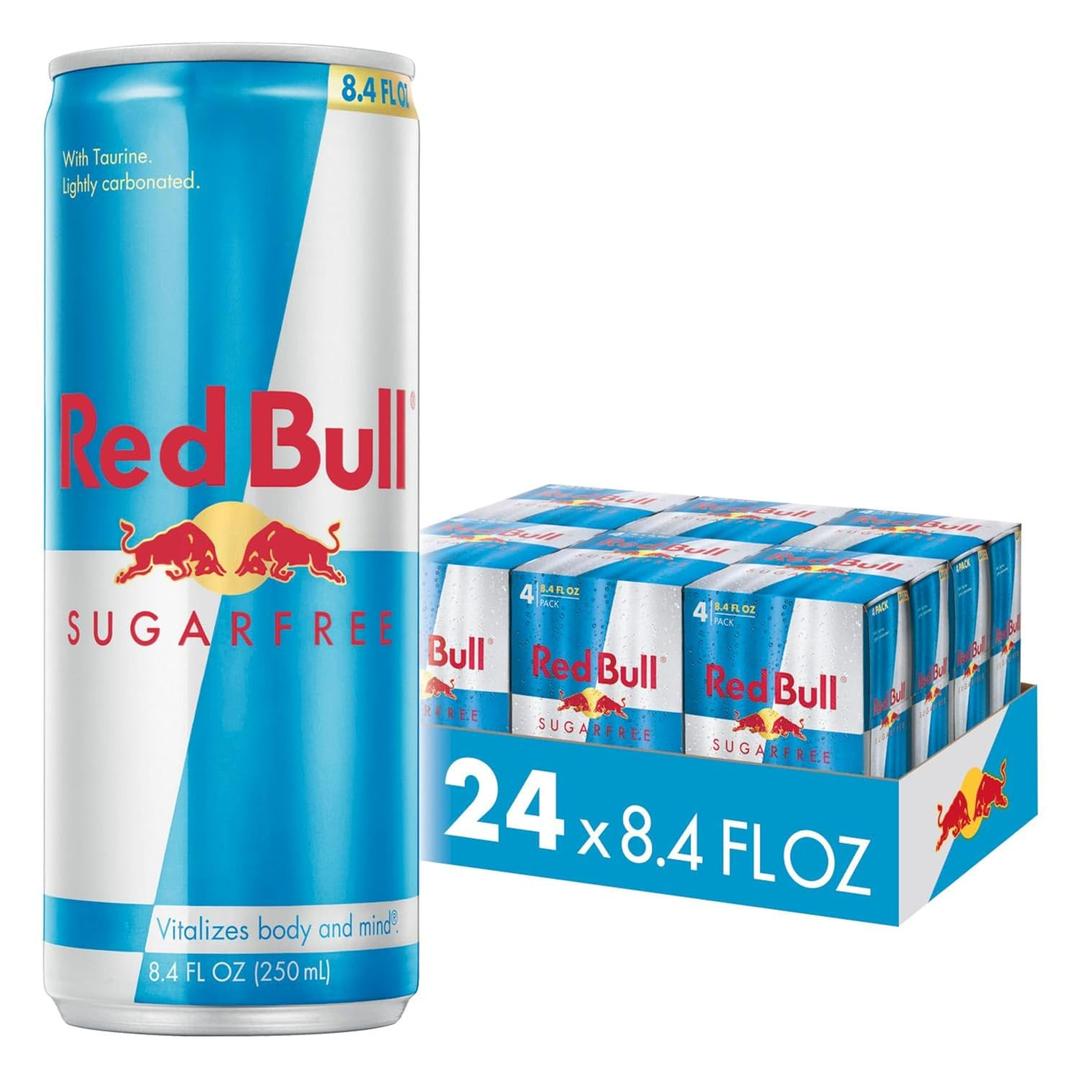 Red Bull Sugar Free Energy Drink with 80mg Caffeine plus Taurine & B Vitamins, 8.4 Fl Oz, 6 Packs of 4 Cans (Pack of 24) (EXP 07/31/26)