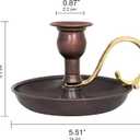 Copper Handmade Candle Holder for Rustic Home Decor with Handle Metal Candle Holders for Pillar Candles Gothic Decor Candlestick Holders (Oxide)