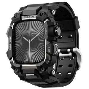 ULTIMAL Rugged Case with Band for Apple Watch 46mm,Compatible with Apple Watch Series 10, Military Grade Shockproof Bumper Cover for iWatch Tactical Band Men (46mm,Black)
