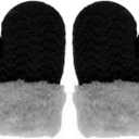 Kids Toddler-Winter-Knit-Mittens Warm Thick Fleece Snow Gloves for Cold Weather Outdoor 2-6Years Boys Girls (Black)