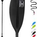 OCEANBROAD Carbon Fiber Kayak Paddle 90.5in/230cm for Adults Kayaking Boating Canoeing Oar with Paddle Leash 1 Paddle, Black