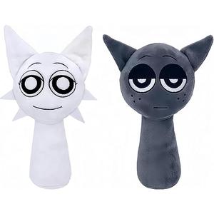 WMP® Sprunki Plush, Sprunki Game Plush Toys, 2PCS Plush Toys, Horror Games Plushies Toy for Fans, Soft Stuffed Animal Pillow Figure Doll Christmas Birthday Gifts for Adult Kids (9' Gray+Orange)