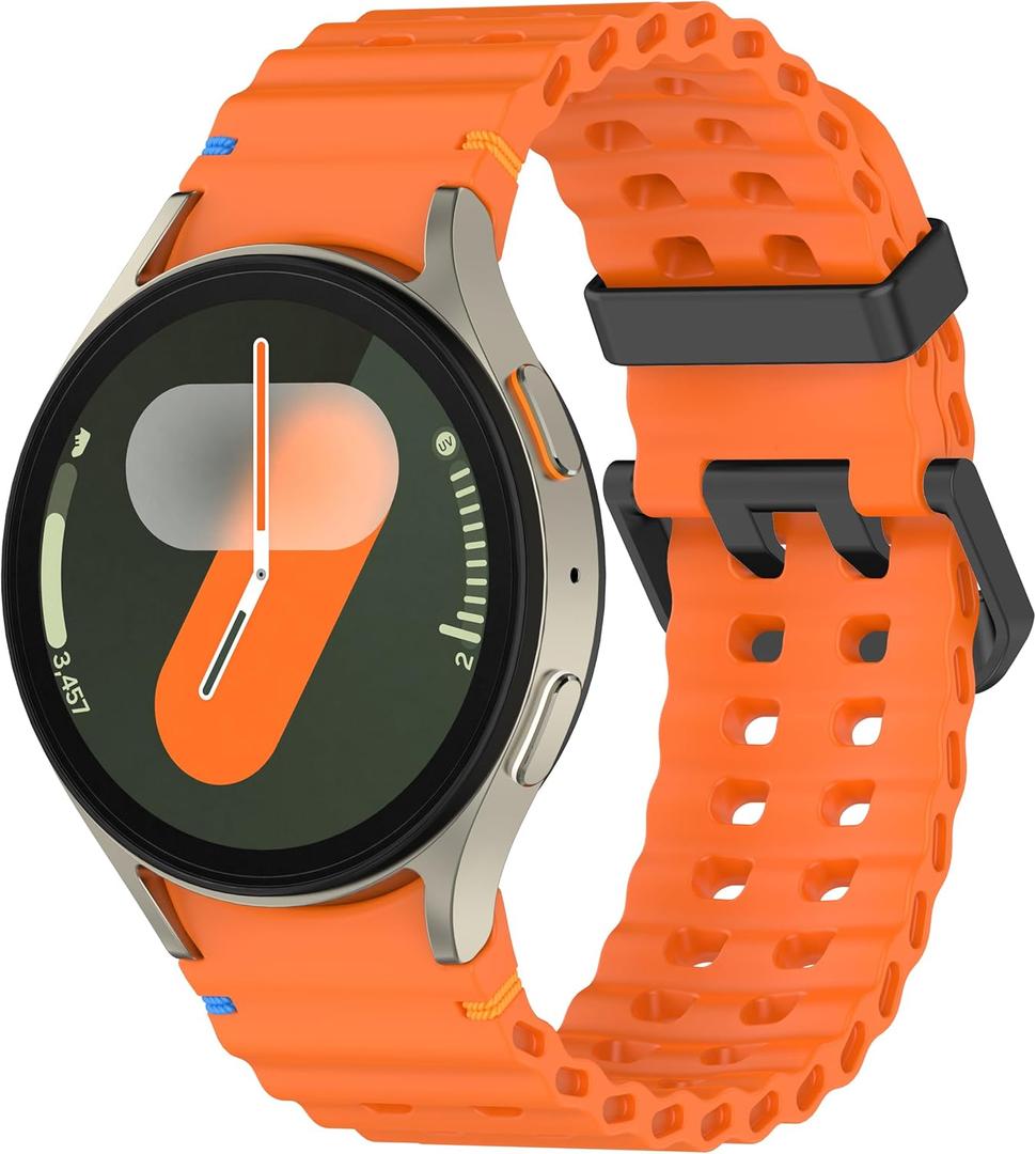 Silicone Band Compatible with Samsung Galaxy Watch Ultra 47mm (2024/2025), Breathable Silicone Band for Galaxy Watch 7 6 5 4 44mm 40mm / 6 Classic 43mm 47mm / 5 Pro 45mm / 4 Classic 46mm 42mm (Orange1)
