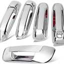 Chrome Side Door Handle and Rear Tailgate Add-on Cover Trims Compatible with Dodge Ram 1500 2500 3500 2003-2008