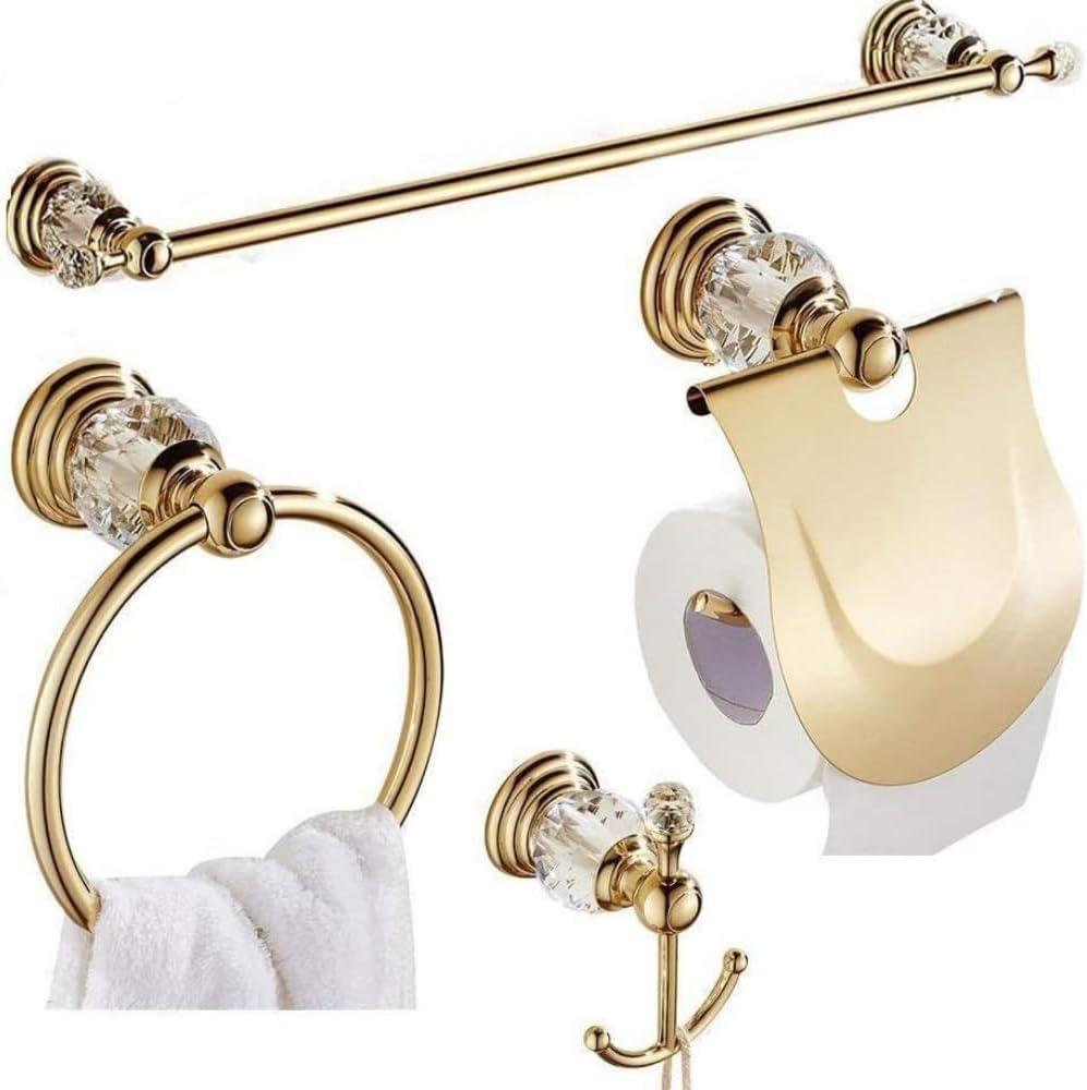 Crystal Bathroom Accessories Hardware Set Golden Towel Bar Set Hand Towel Paper Holder Hook Towel Ring Racks Wall Mounted