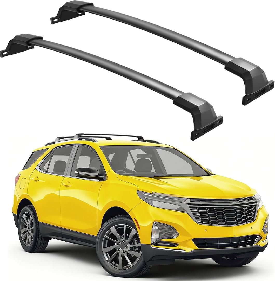 Roof Rack Cross Bars 300lbs Compatible with 2018-2024 Chevy Chevrolet Equinox & GMC Terrain (Not for EV), All-Metal Aluminum Heavy Duty Crossbar Luggage Racks Roof Rails Rooftop Accessories