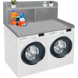 Royxen Washer Dryer Countertop with Extra Tall Shelf, 19" Height Washer and Dryer Topper, Laundry Countertop with Non-Slip Pads, Universal Fit for Laundry Room Organization, Grey