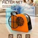 Air Mover Blower Fan, Drying Cooling Ventilating, Removable Filter Screen, 185° Rotation, 3 Adjustable Speeds, 2 AC Outlets, Portable Blower for Home, Garage, Workshop and Job Site, Orange, 12.59"D x 7.1"W x 12.6"H