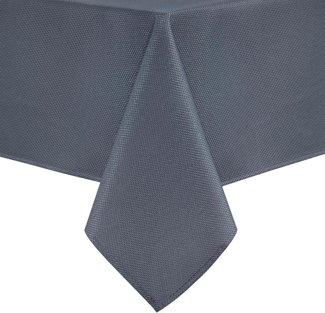 Hiasan 54 X 54 Inch Square Textured Tablecloth - Waterproof Spillproof Antiwrinkle Jacquard Table Cloth for Kitchen and Dining Dinner, Outdoor Picnic, Holiday and Parties, Dark Grey