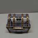 Treasure Chest Box, Small Pirate Treasure Case with Lock and Key, Transparent Jewelry Storage Container Display Toy Candy Seashell Gemstone Crystal Keepsake Gift, Retro Nautical Home Decor 5''x4.5''