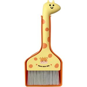 Small Broom with Dustpan Combo Set Cartoon Mini Broom and Dustpan Set Cute Cleaning Kit for Home Office Floor Counter Pet Nest (Orange)