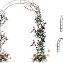 7.8 Ft Metal Garden Arbor Wedding Arch, 2 Sizes Free Combination for Various Climbing Plants, Rose Vines, Bridal Party Decoration (White)